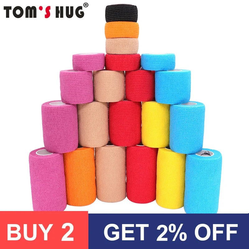 18 Colors Colorful Athletic Wrap Tape Self Adhesive Elastic Bandage Bands Sports Protector For Knee Finger Ankle Palm Pet - Onestopdealershop