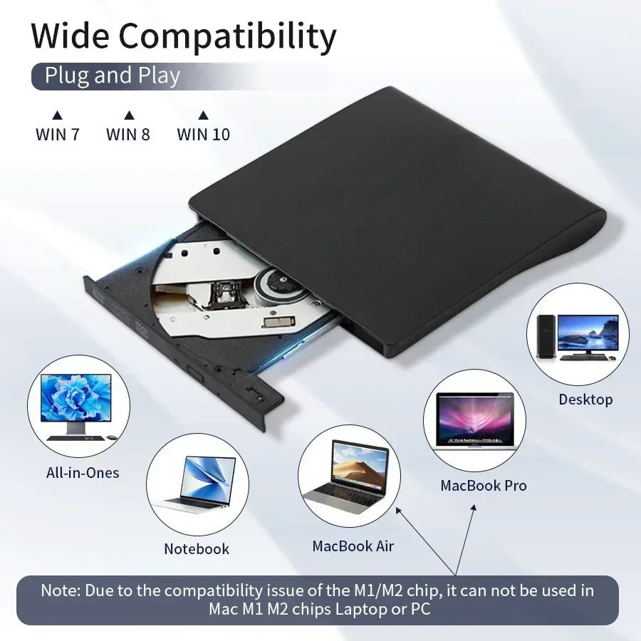 2 IN1 USB3.0 External CD DVD Drive RW CD Writer Drive Burner blu ray player Optical Drives For Laptop PC DVD Burner DVD Portatil - Onestopdealershop
