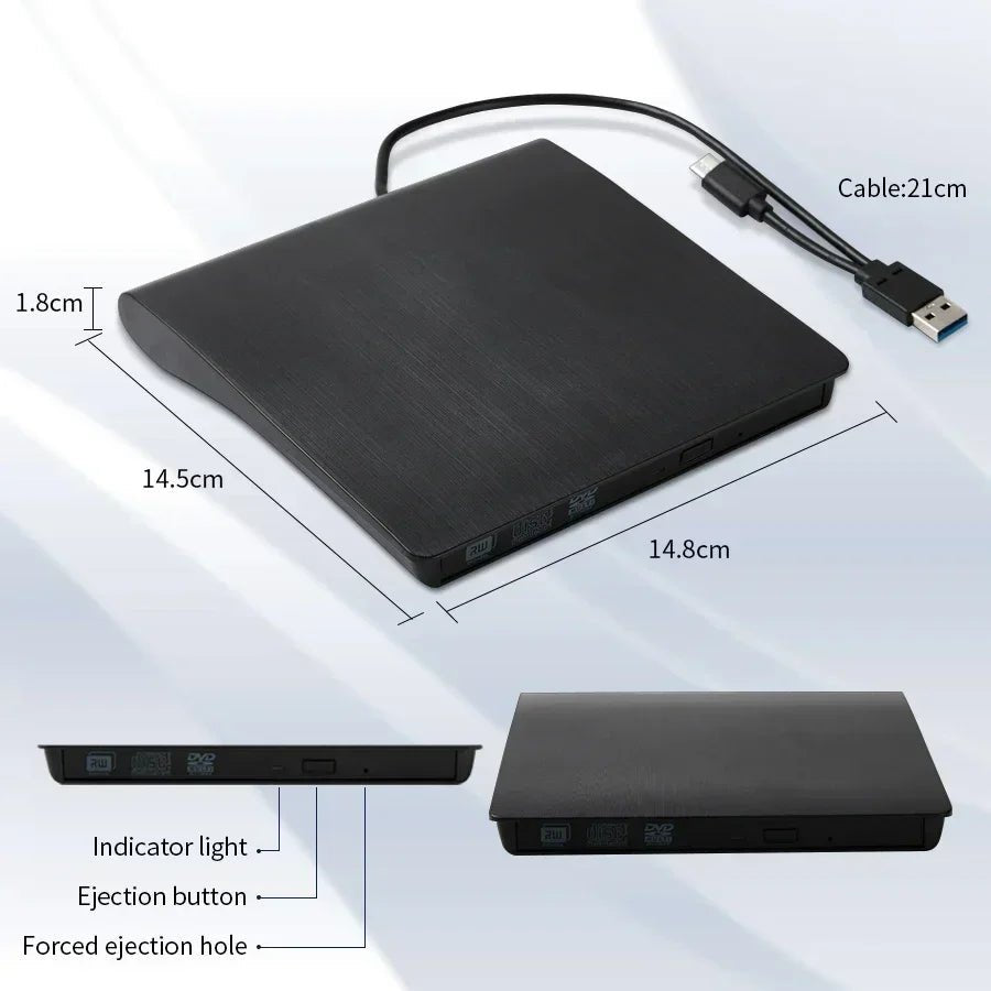 2 IN1 USB3.0 External CD DVD Drive RW CD Writer Drive Burner blu ray player Optical Drives For Laptop PC DVD Burner DVD Portatil - Onestopdealershop