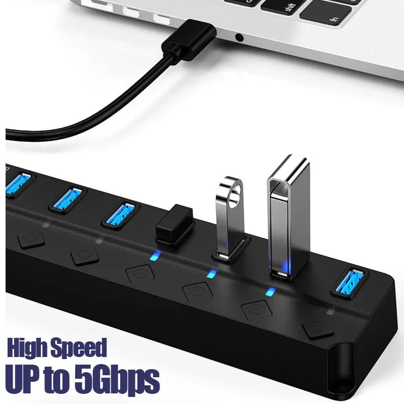 4/7Ports USB Hub USB Adapter Multi Ports Use Power Adapter Extensor USB 2.0 3.0 PC Computer Accessories Switch USB For PC Laptop - Onestopdealershop