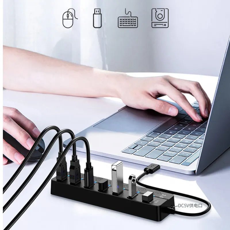 4/7Ports USB Hub USB Adapter Multi Ports Use Power Adapter Extensor USB 2.0 3.0 PC Computer Accessories Switch USB For PC Laptop - Onestopdealershop