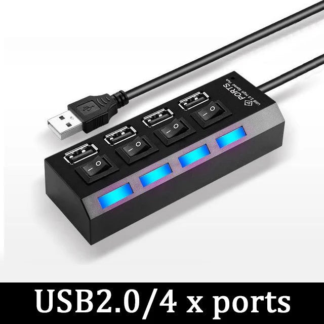 4/7Ports USB Hub USB Adapter Multi Ports Use Power Adapter Extensor USB 2.0 3.0 PC Computer Accessories Switch USB For PC Laptop - Onestopdealershop