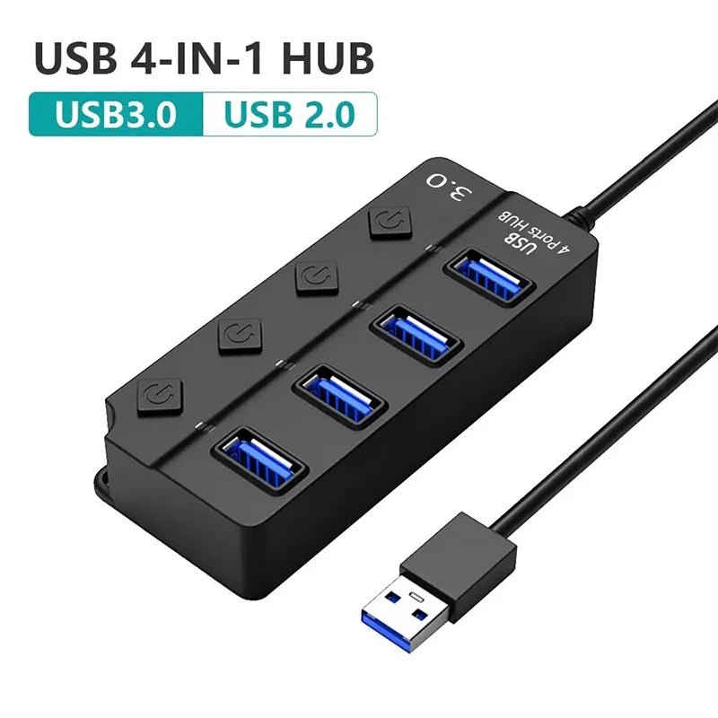 4/7Ports USB Hub USB Adapter Multi Ports Use Power Adapter Extensor USB 2.0 3.0 PC Computer Accessories Switch USB For PC Laptop - Onestopdealershop