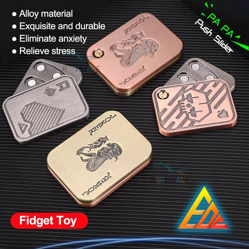 EDC Push Slider Metal Fidget Anti Stress Toys Adults Finger Spinner Poker Relieve Anxiety Toy Portable Pop Magnetic Slider Games - Onestopdealershop
