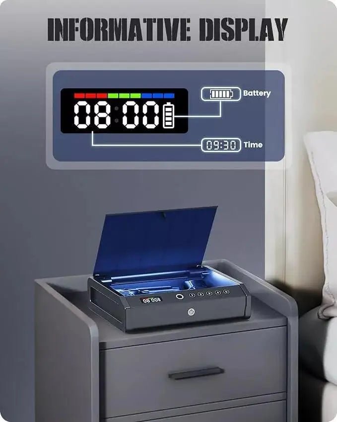Equipped With A Screen Display Anti - theft Fingerprint Password Safe Anti Drop Car Valuable Items Pistol Safe And Gun Box - Onestopdealershop