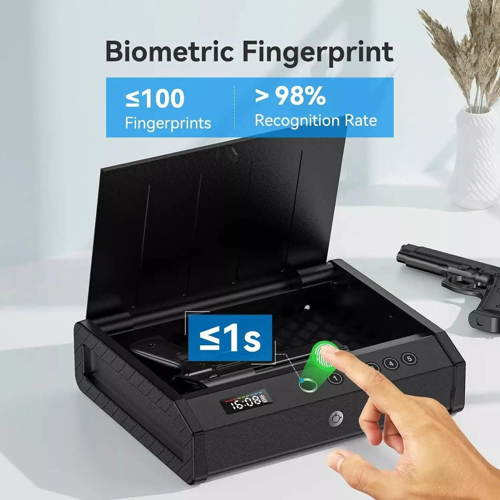 Equipped With A Screen Display Anti - theft Fingerprint Password Safe Anti Drop Car Valuable Items Pistol Safe And Gun Box - Onestopdealershop