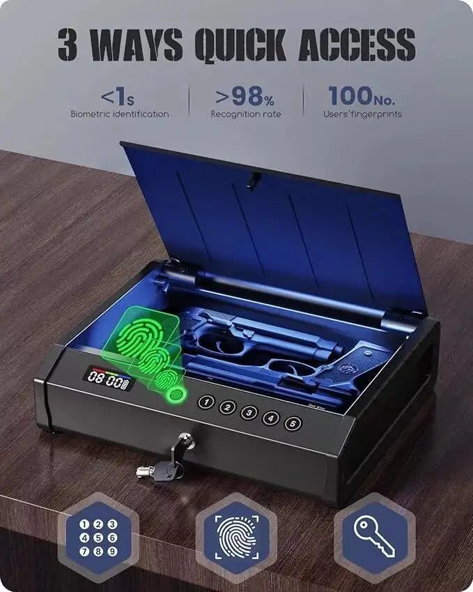 Equipped With A Screen Display Anti - theft Fingerprint Password Safe Anti Drop Car Valuable Items Pistol Safe And Gun Box - Onestopdealershop