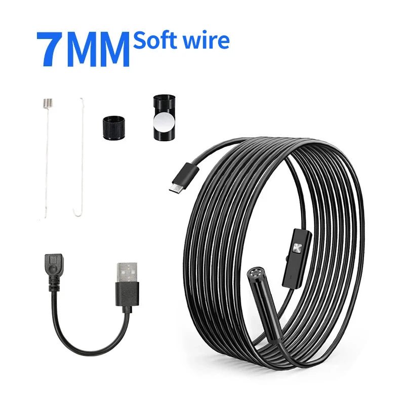 GUANMOU Android Endoscope Camera 7mm 3 IN1 Micro USB Type C Borescope Mini Camera Waterproof LED Car Inspection For Android PC - Onestopdealershop
