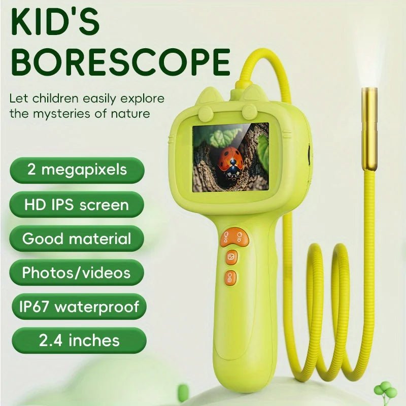 Kid Endoscope Camera 2.4 - inch Display 1080p HD Probe with LED Kids Exploration Endoscope Tool for Indoor/Outdoor Children's Gift - Onestopdealershop
