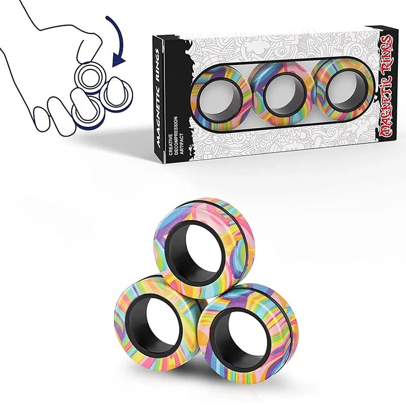 Magnetic Rings Fidget Toy Set Adult Fidget Magnets Spinner Rings Fidget Pack Great Gift for Adults Teens Kids (3PCS) - Onestopdealershop