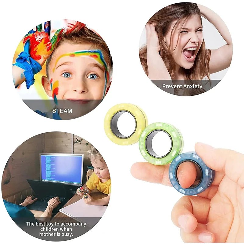 Magnetic Rings Fidget Toy Set Adult Fidget Magnets Spinner Rings Fidget Pack Great Gift for Adults Teens Kids (3PCS) - Onestopdealershop