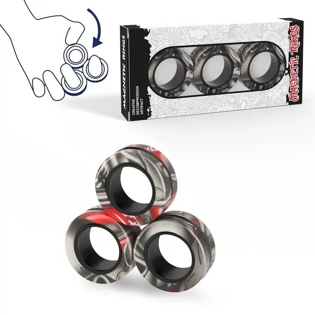 Magnetic Rings Fidget Toy Set Adult Fidget Magnets Spinner Rings Fidget Pack Great Gift for Adults Teens Kids (3PCS) - Onestopdealershop