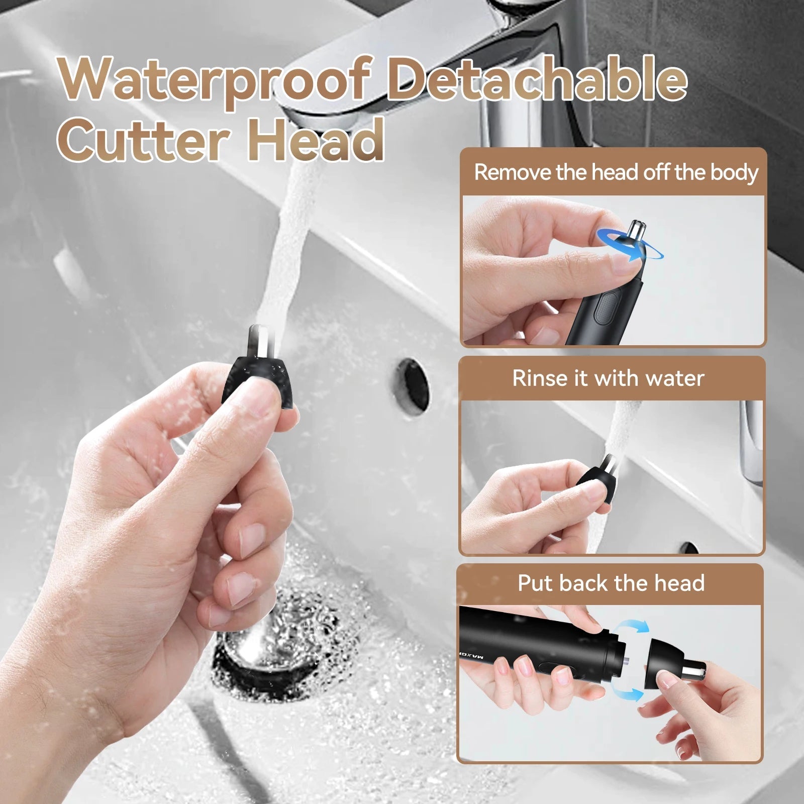 MAXGROOM Nose Hair Trimmer for Men Rechargeable 360 Rotating Dual - Blade Electric Shaver Eyebrows Nose Hair Trimmer Painless Safe - Onestopdealershop