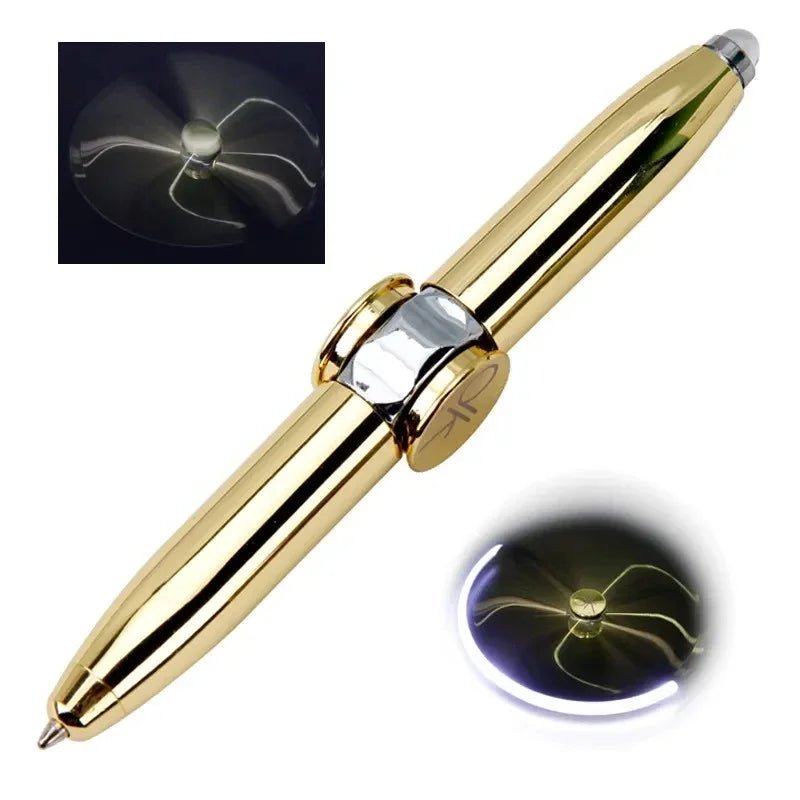 Multifunctional Decompression Finger Rotate Luminous Gyro Pens Toy Fidgets Spinner LED Light Ballpoint Pen Metal Gyro Pen Gift - Onestopdealershop