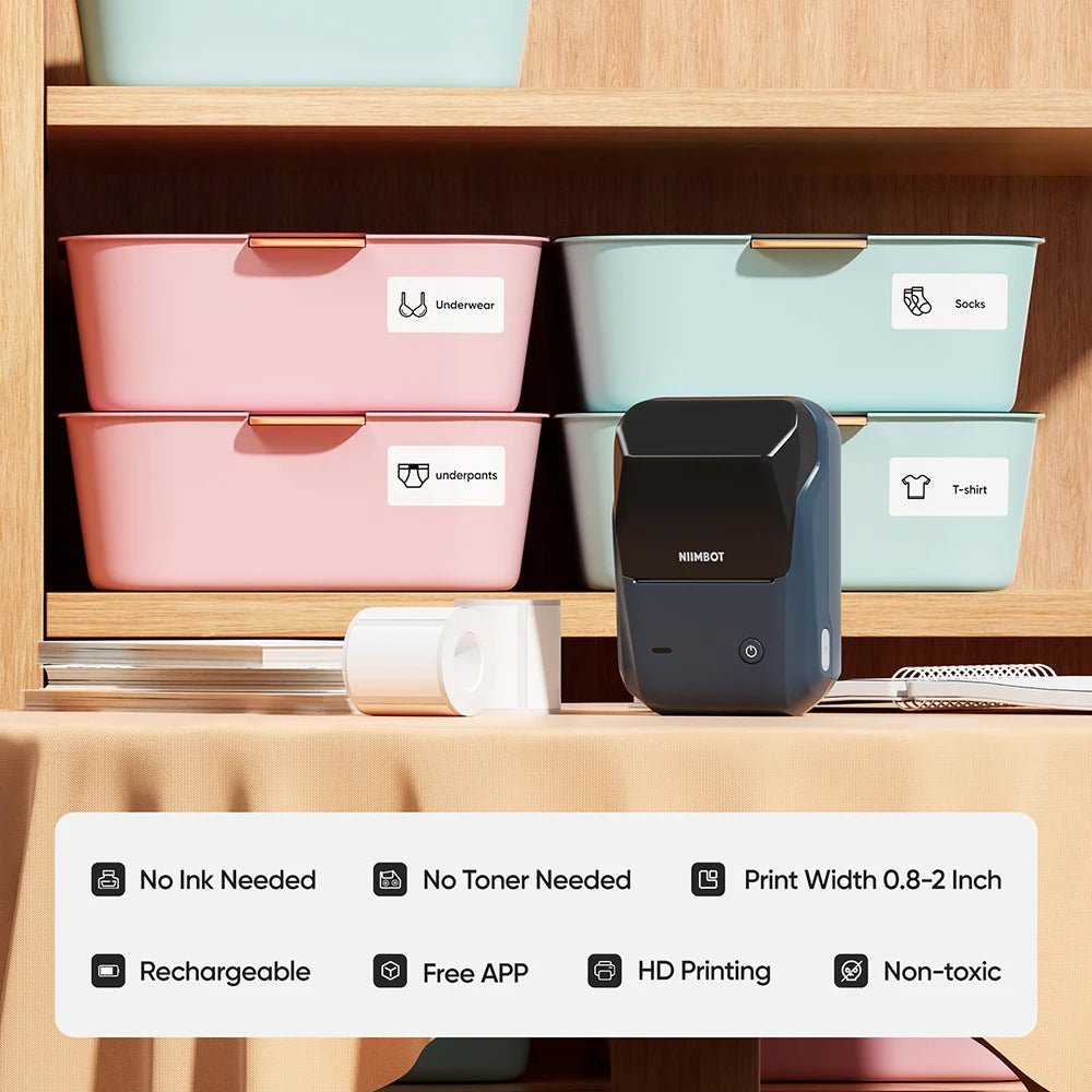 Niimbot B1 Label Maker Bluetooth Portable 2 inch Thermal Label Printer with Large Waterproof Tape for Small Business Office Home - Onestopdealershop