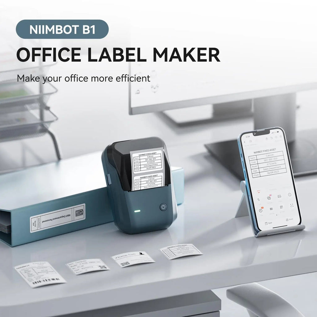 Niimbot B1 Label Maker Bluetooth Portable 2 inch Thermal Label Printer with Large Waterproof Tape for Small Business Office Home - Onestopdealershop