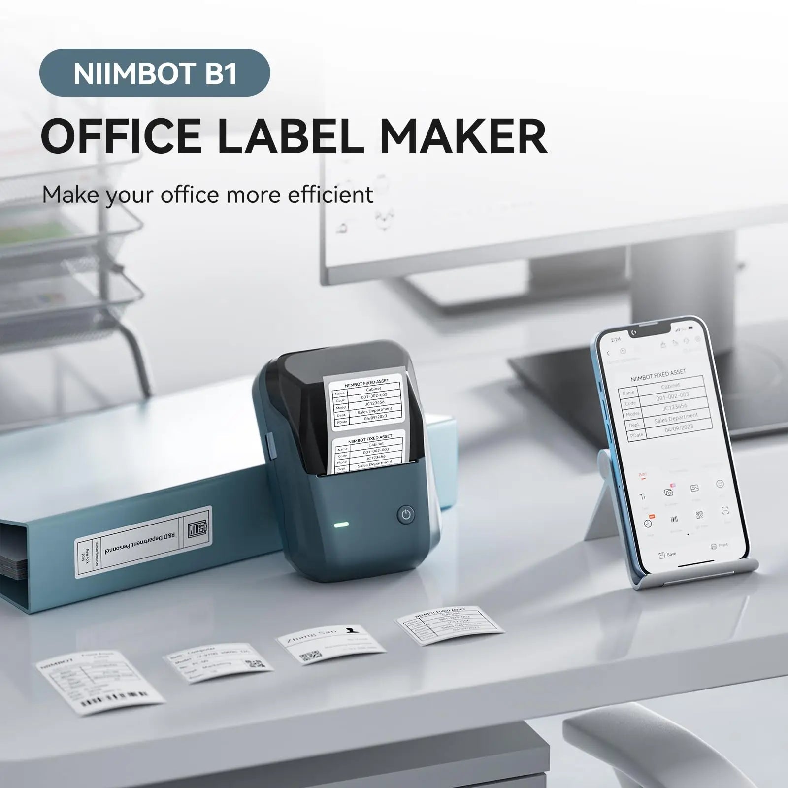 Niimbot B1 Label Maker Bluetooth Portable 2 inch Thermal Label Printer with Large Waterproof Tape for Small Business Office Home - Onestopdealershop
