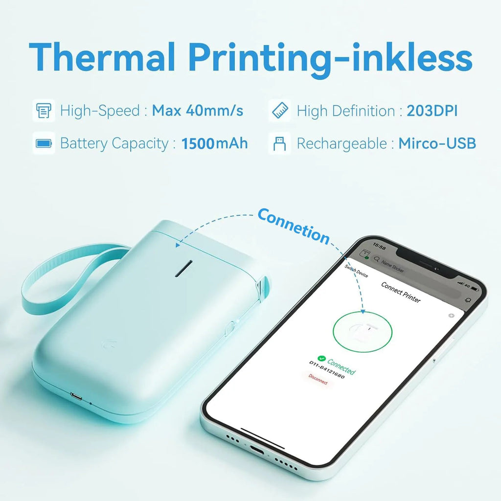 Niimbot D11 Mini Label Maker Wireless Bluetooth Thermal Label Printer Pocket Wireless Sticker Label Machine for Home Office - Onestopdealershop