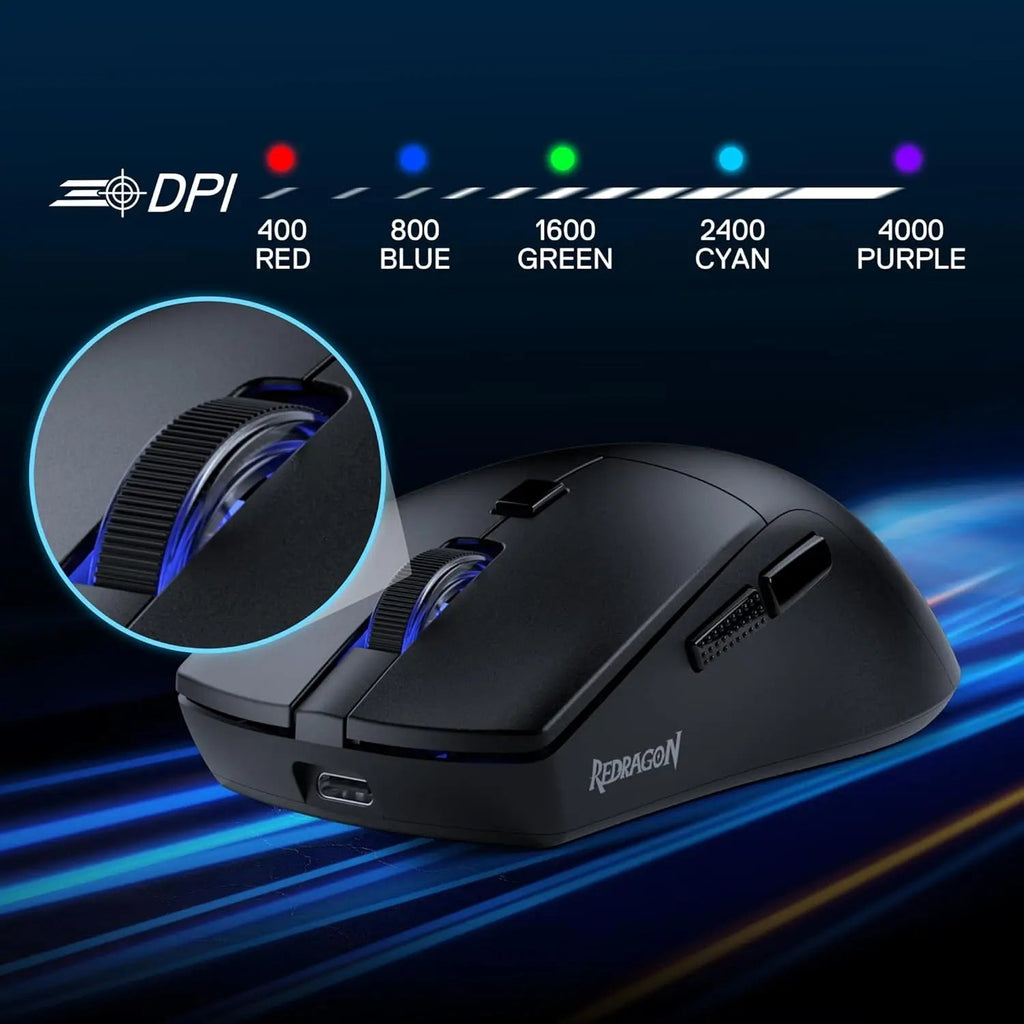 Redragon M618 LIT Wireless Gaming Mouse, 10000 DPI Optical Ergonomic Mouse with 6 Programmable Buttons - Onestopdealershop