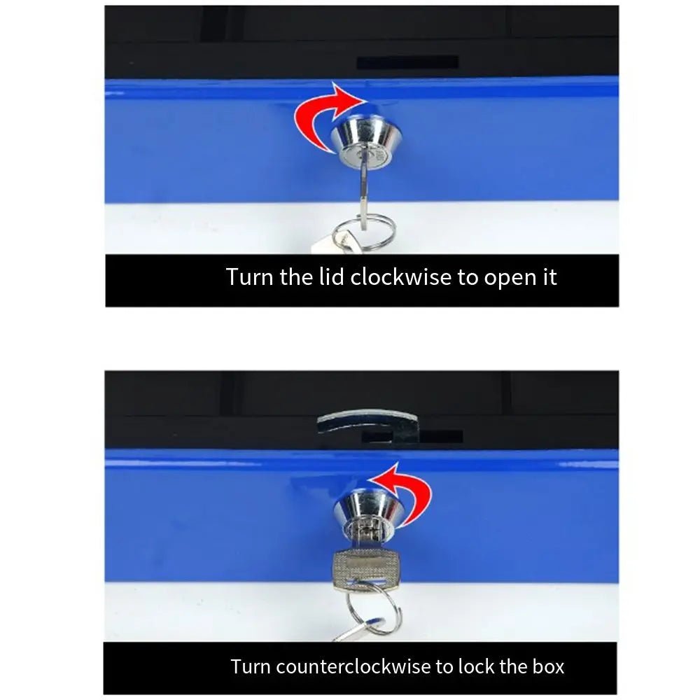 Small/Large Locking Cash Box Safe Double Layer Lock Storage Box Key Lock/ Password with Combination Lock Money Saving Organizer - Onestopdealershop