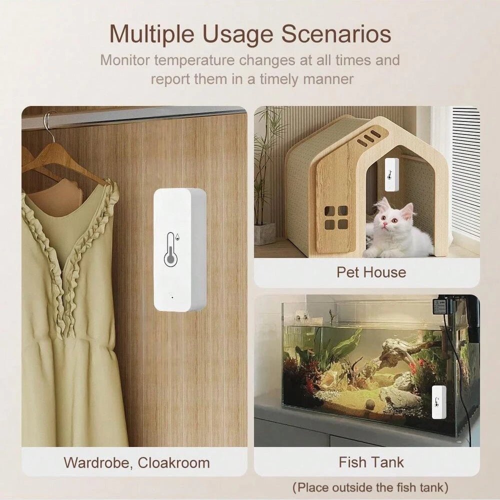 Smart Temperature & Humidity Sensor with WiFi Low Battery Alert Intelligent Climate Control Device Indoor Environment Monitoring - Onestopdealershop