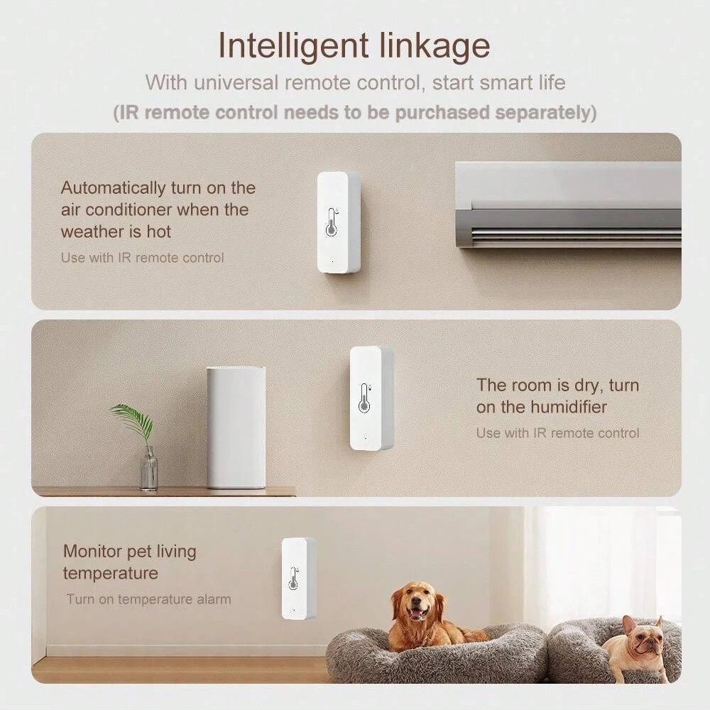 Smart Temperature & Humidity Sensor with WiFi Low Battery Alert Intelligent Climate Control Device Indoor Environment Monitoring - Onestopdealershop