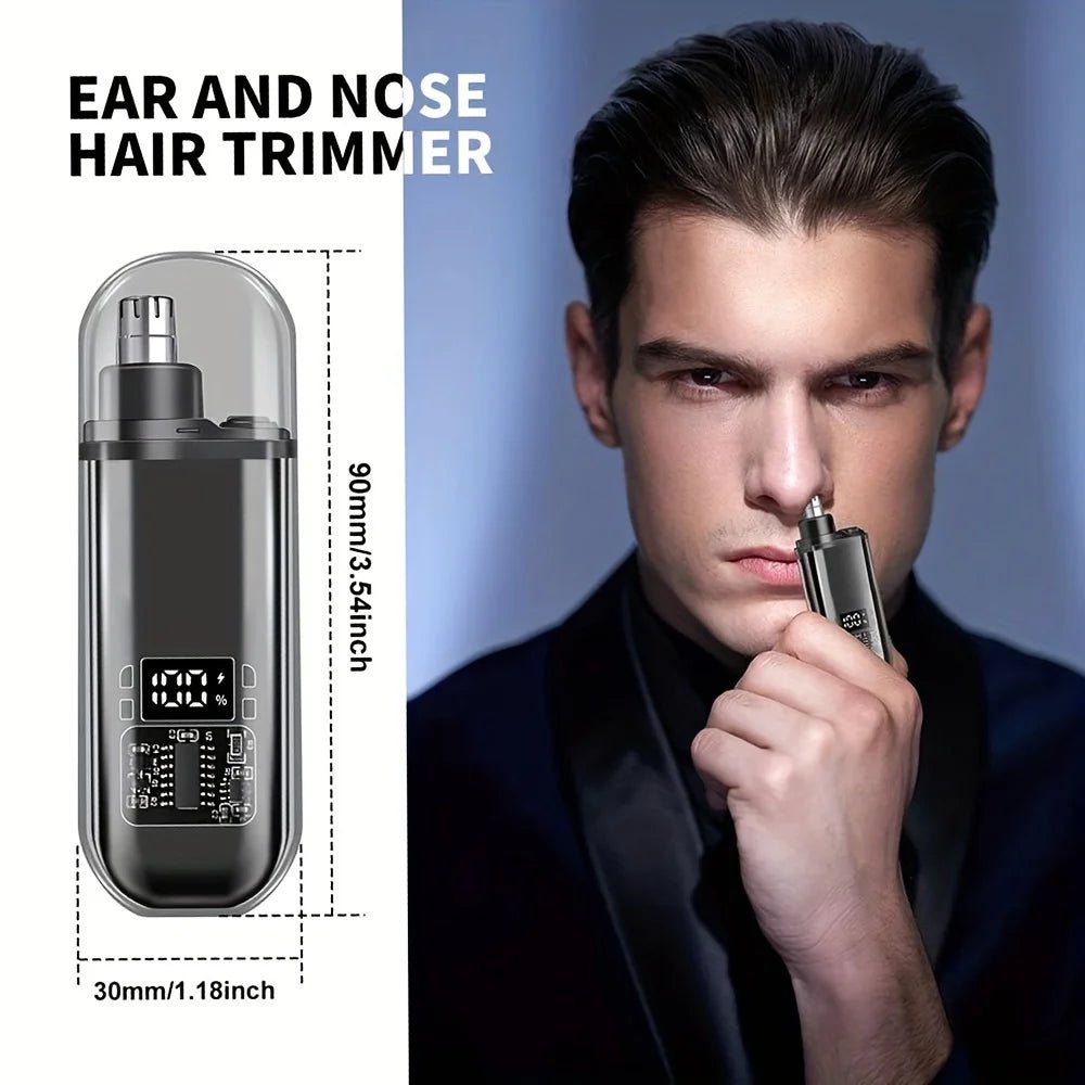 Suitable for men, USB charging nose and ear hair trimmer portable electric nose hair clipper, mini compact design, quick chargin - Onestopdealershop