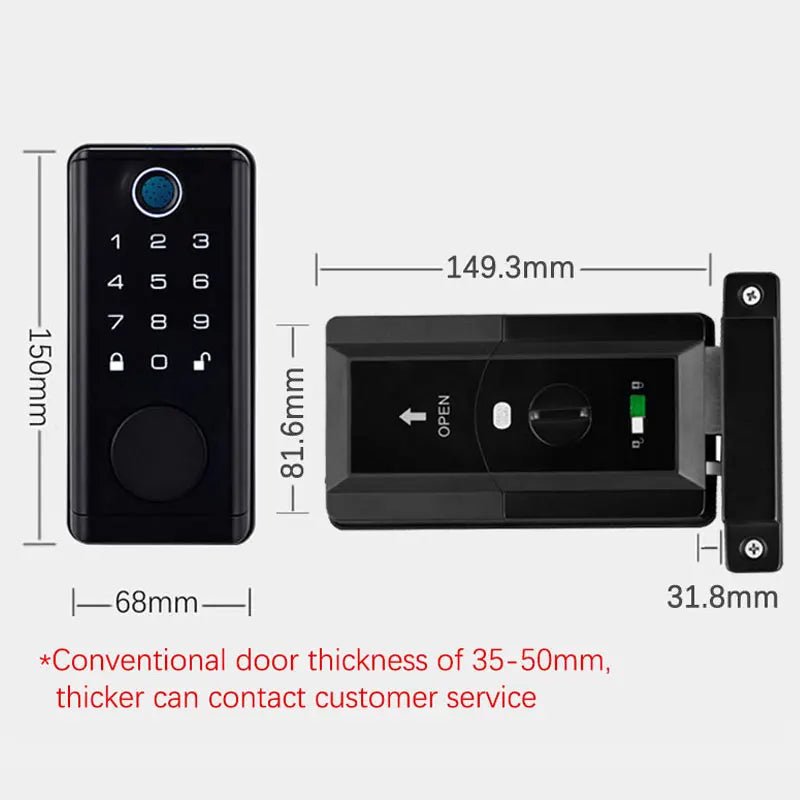 Tuya digital fingerprint code lock for outdoor gate waterproof samrt electronic Biometric lock Bluetooth for home airbnb office - Onestopdealershop