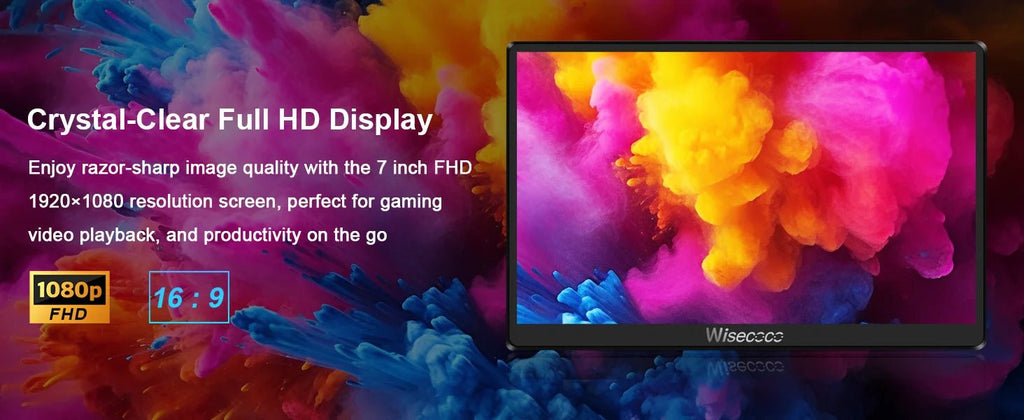 Wisecoco 7 Inch Portable Touch Monitor 120Hz Gaming Laptop IPS LCD 1920x1080 FHD Display for PC Raspberry Pi XBox Switch - Onestopdealershop