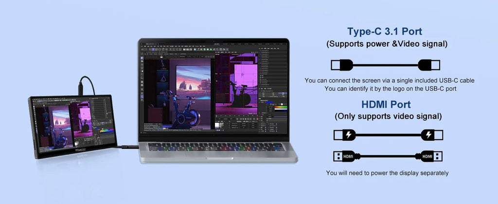 Wisecoco 7 Inch Portable Touch Monitor 120Hz Gaming Laptop IPS LCD 1920x1080 FHD Display for PC Raspberry Pi XBox Switch - Onestopdealershop
