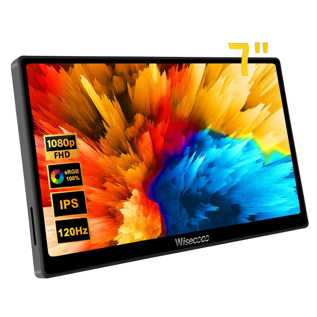 Wisecoco 7 Inch Portable Touch Monitor 120Hz Gaming Laptop IPS LCD 1920x1080 FHD Display for PC Raspberry Pi XBox Switch - Onestopdealershop