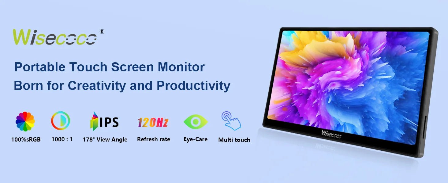 Wisecoco 7 Inch Portable Touch Monitor 120Hz Gaming Laptop IPS LCD 1920x1080 FHD Display for PC Raspberry Pi XBox Switch - Onestopdealershop