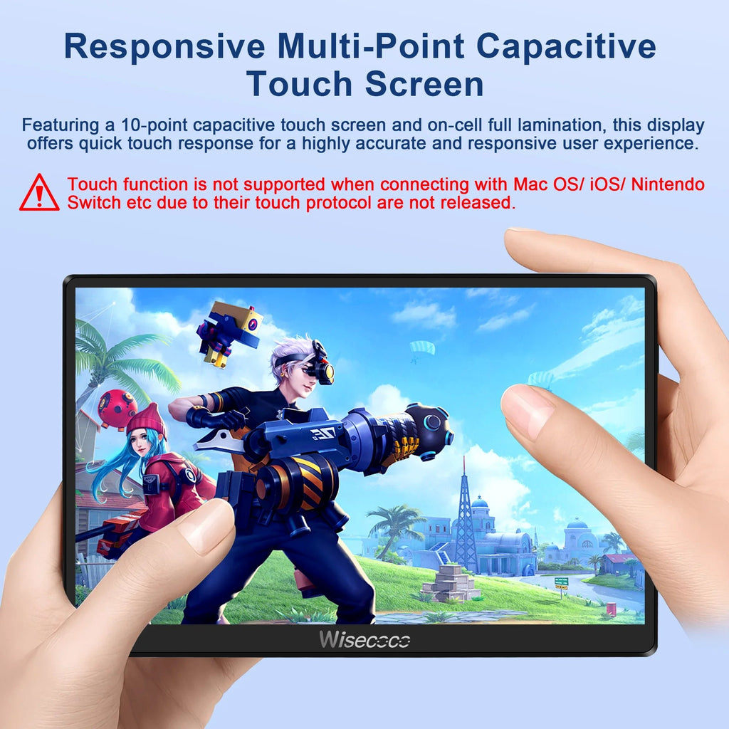 Wisecoco 7 Inch Portable Touch Monitor 120Hz Gaming Laptop IPS LCD 1920x1080 FHD Display for PC Raspberry Pi XBox Switch - Onestopdealershop