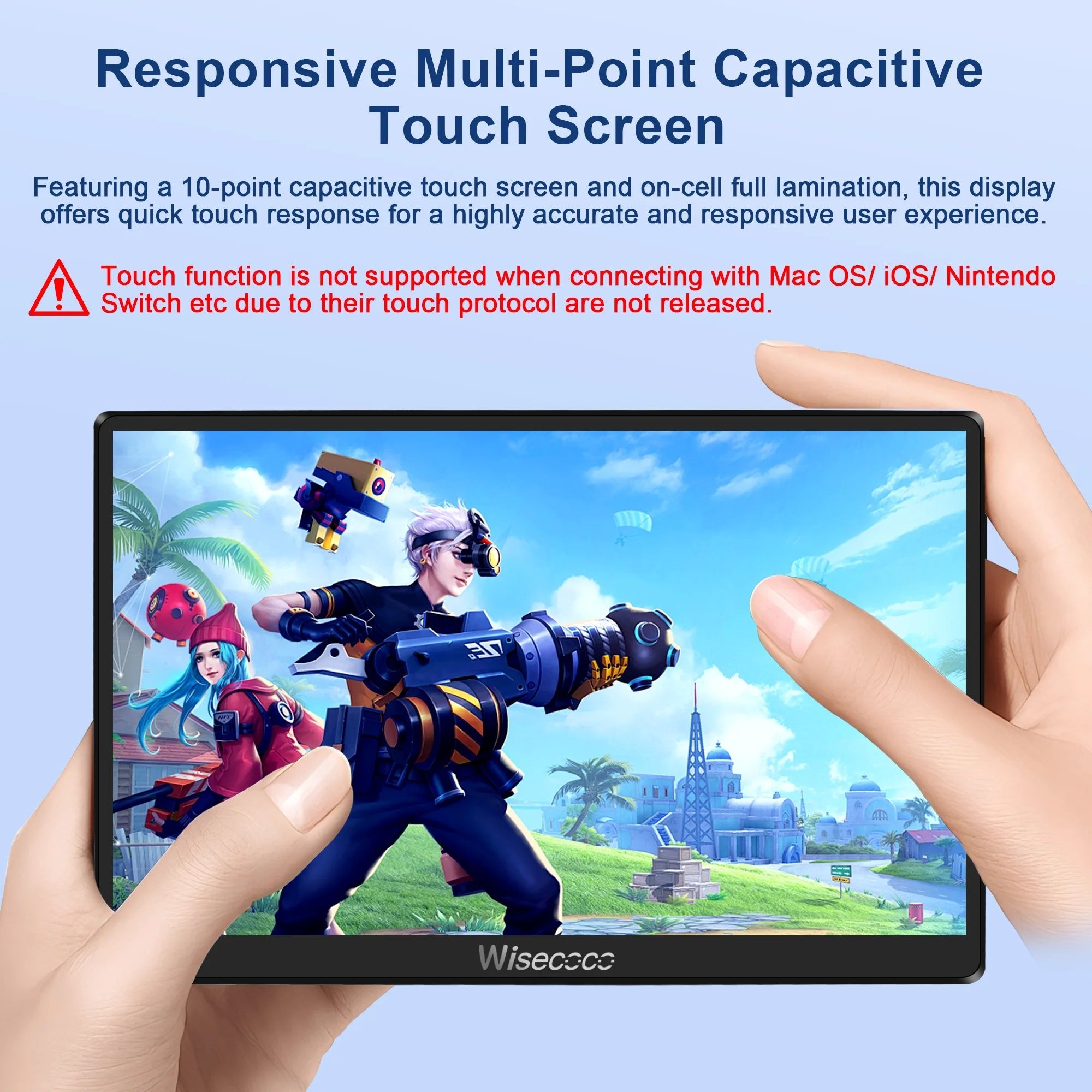 Wisecoco 7 Inch Portable Touch Monitor 120Hz Gaming Laptop IPS LCD 1920x1080 FHD Display for PC Raspberry Pi XBox Switch - Onestopdealershop