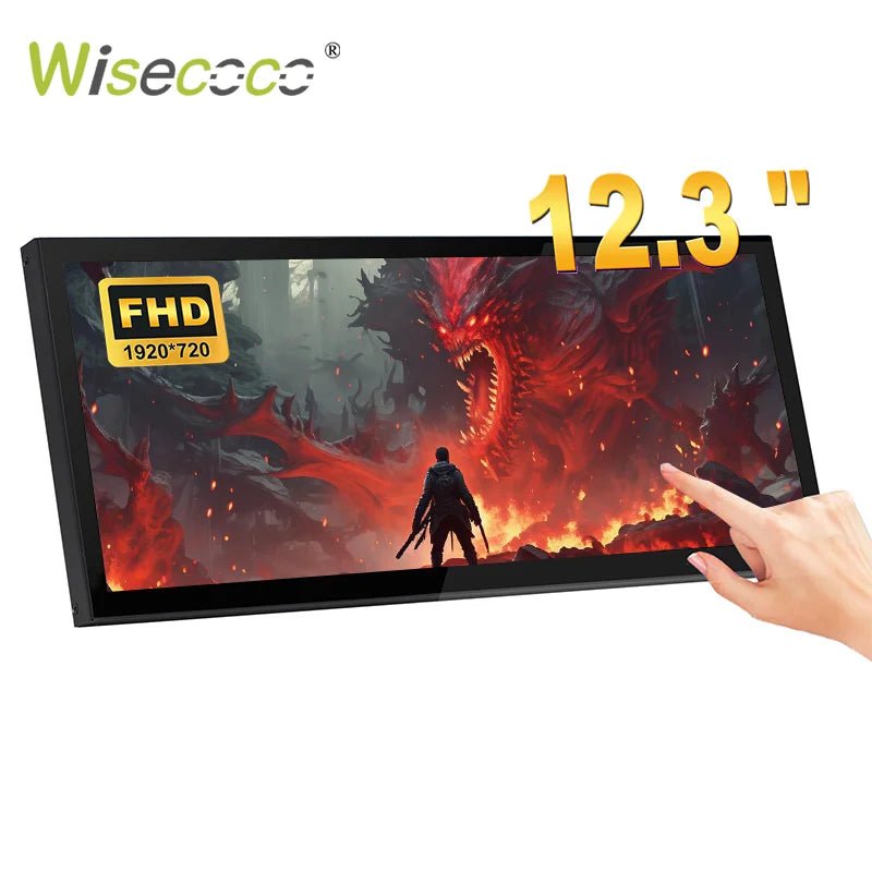 Wisecoco12.3/11.3'' 1920x720 Touch Portable Monitor Stretched Bar Screen HDMI Gaming Monitor for PC Laptop Raspberry Pi 5/4/3 - Onestopdealershop