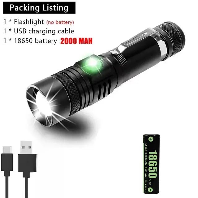 XIWANGFIRE High Power Led Flashlights Zoomable SS - 518 Torch With USB Charger T6 Lamp Beads 4 Lighting Modes Multifunction Lamps - Onestopdealershop