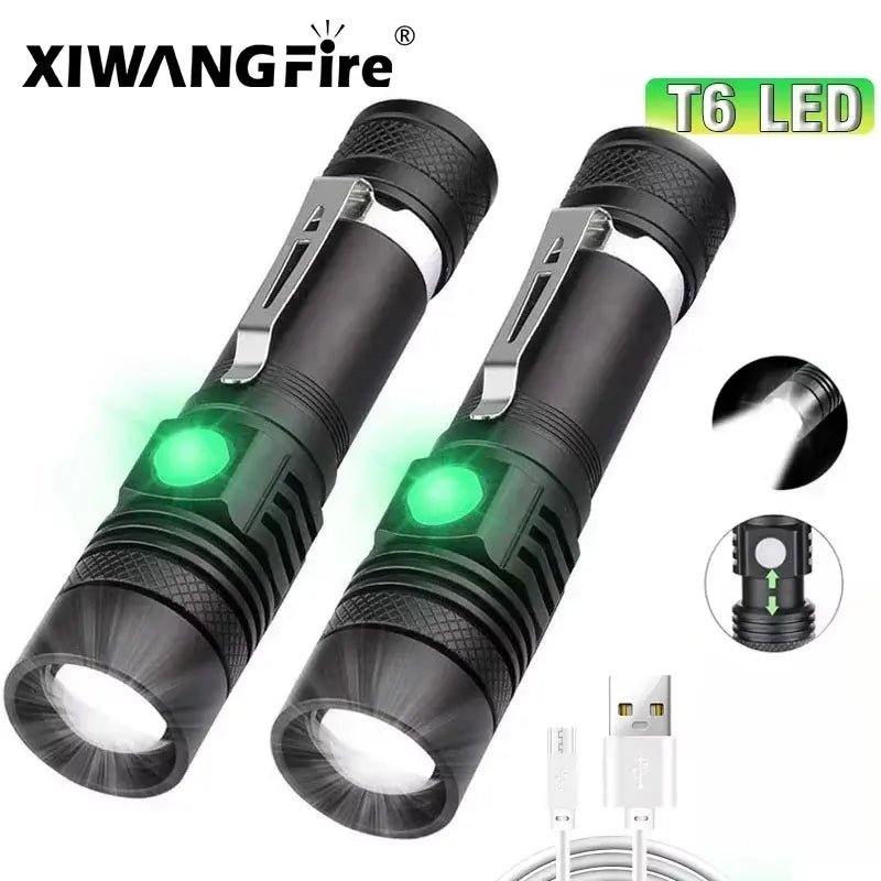 XIWANGFIRE High Power Led Flashlights Zoomable SS - 518 Torch With USB Charger T6 Lamp Beads 4 Lighting Modes Multifunction Lamps - Onestopdealershop
